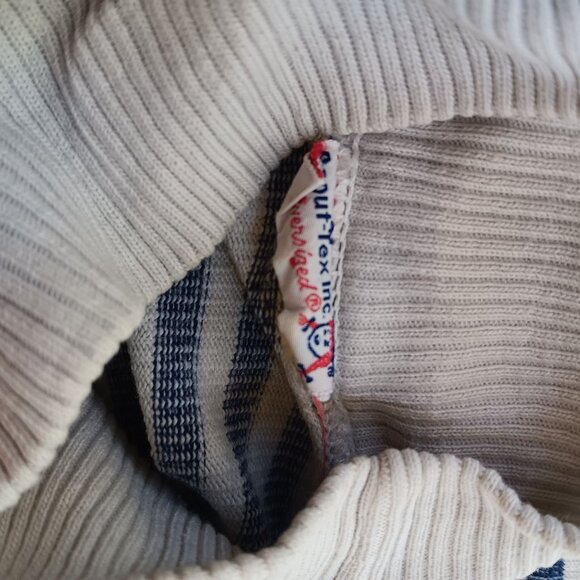 Girls 8 Vintage 1950's Scout-Tex Striped Turtleneck Gym Top All Cotton Distress - Picture 10 of 11